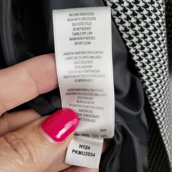 Mac & Jac‎ Size 10 Belted Houndstooth Coat Black White Preppy Classic Academia - Picture 8 of 10